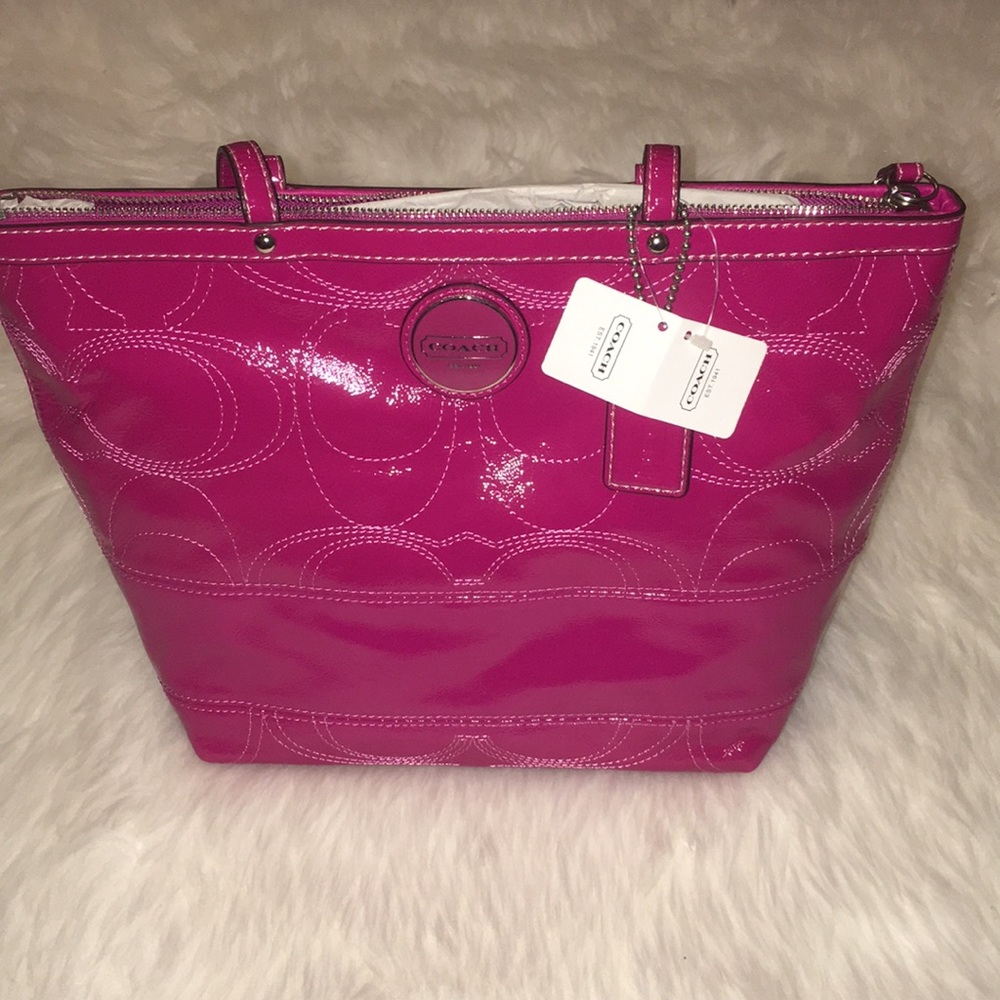 Coach Patent Leather Textured Tote